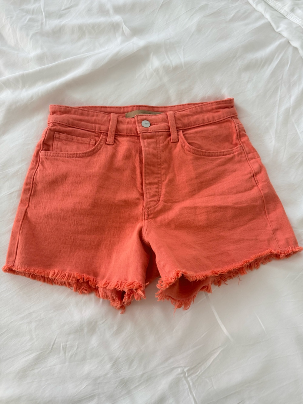 Women's Coral High-Rise Frayed Hem Denim Shorts